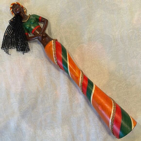 Handcrafted Colorful Wooden African Figurine - Picture 1 of 9